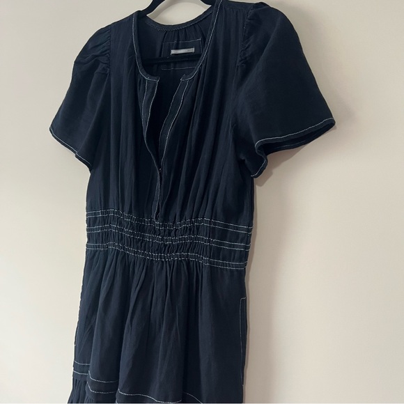 Anthropologie Somerset Black Mini Dress with White Topstitching - Picture 6 of 10